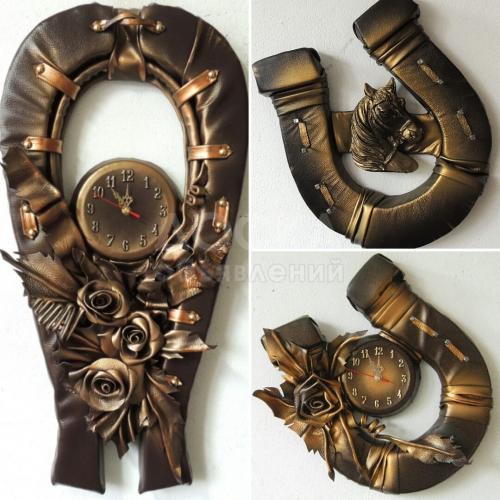Часы "Подкова" настенные (натуральная кожа)