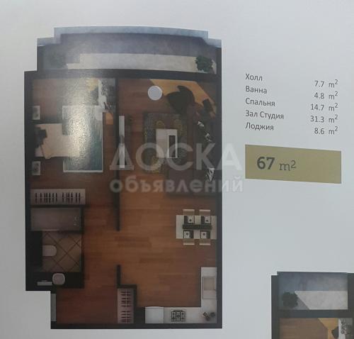 Продаю квартиру 2-ком., 67кв. м., этаж - 4/10, Ажыбек Баатыра.