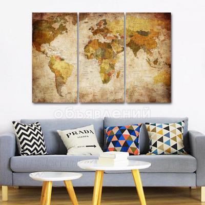 "Карта мира" - модульная картина из 3-х частей.
