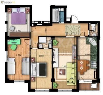 Продаю 4-комнатную квартиру, 113кв. м., этаж - 3/10, юг2.