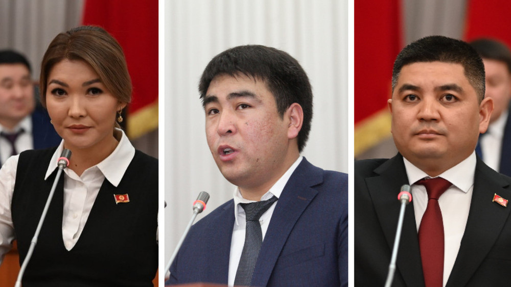 Слева-направо: Айдарова, Акаев, Жамгырчиев.