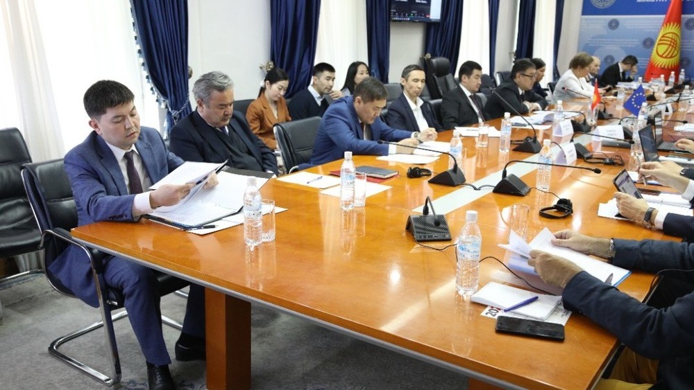 Заместитель министра экономики Канатбек Абдрахманов (слева)