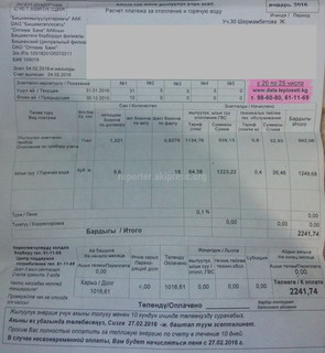 Пенсионерка жалуется, что «Бишкектеплосеть» в счете за горячую воду приписало 19 кубометров вместо 3