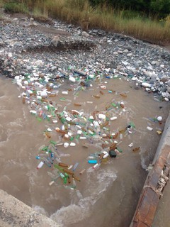 Река Аламедин заполнена пластиковыми бутылками <i>(фото)</i>