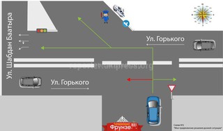 Незаконно установленный дорожный знак на перекрестке Горького-Шабдан Баатыра демонтирован, - УПМ ГУВД