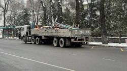 МАЗ припарковался на остановке. Фото