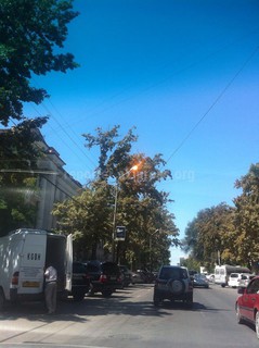 На перекрестке Токтогула-Эркиндик днем горят фонари ночного освещения, - читатель (фото)