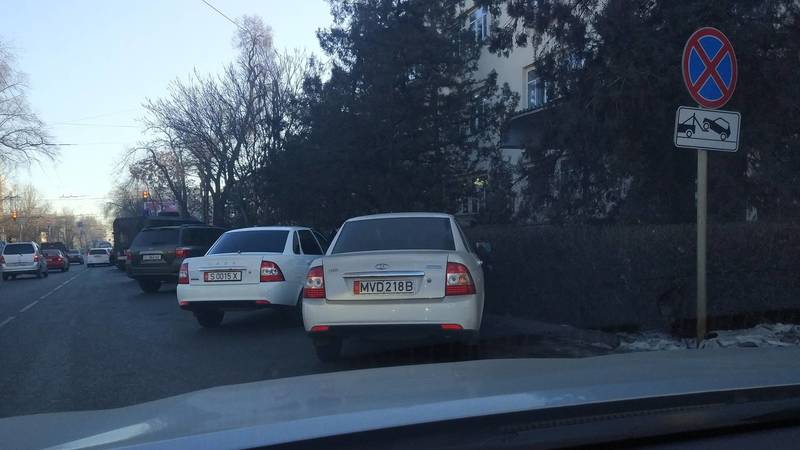 Машина МВД припаркована под знаком «Остановка запрещена». Фото