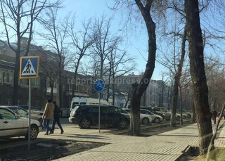 Парковка на велодорожке по ул.Токтогула (фото)