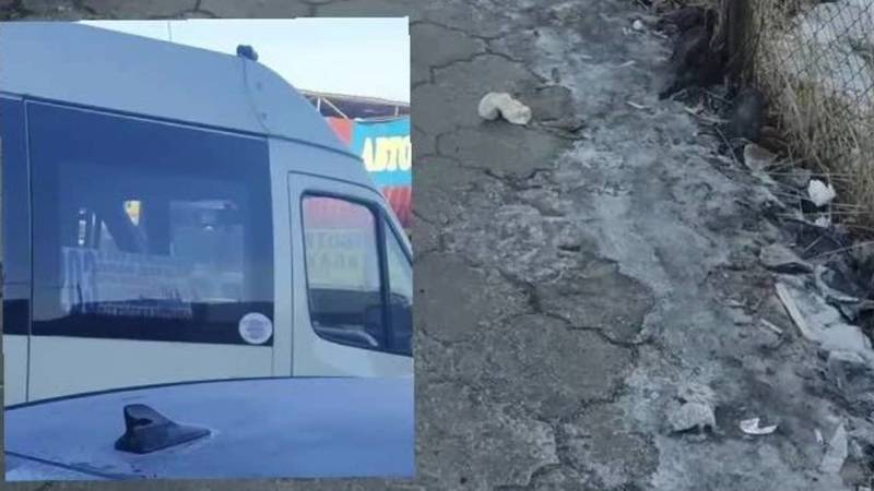 Возле Орто-Сайского рынка маршрутка №203 припарковалась, перекрыв весь тротуар. Фото