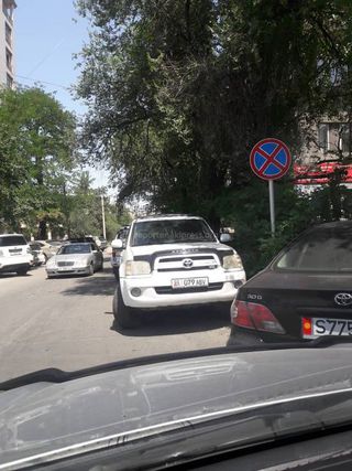 Парковка в зоне действия «Остановка запрещена» на Тыныстанова-Горького