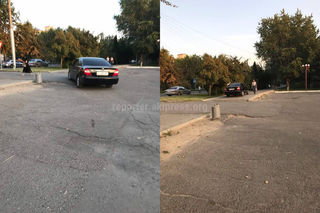 Парковка на тротуаре на площади Победы. Фото от 21 июля