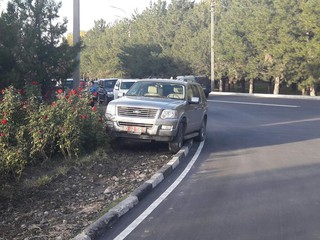 Автомашины с дипномерами заехали на клумбу вдоль правительственной трассы, - читатель (фото)