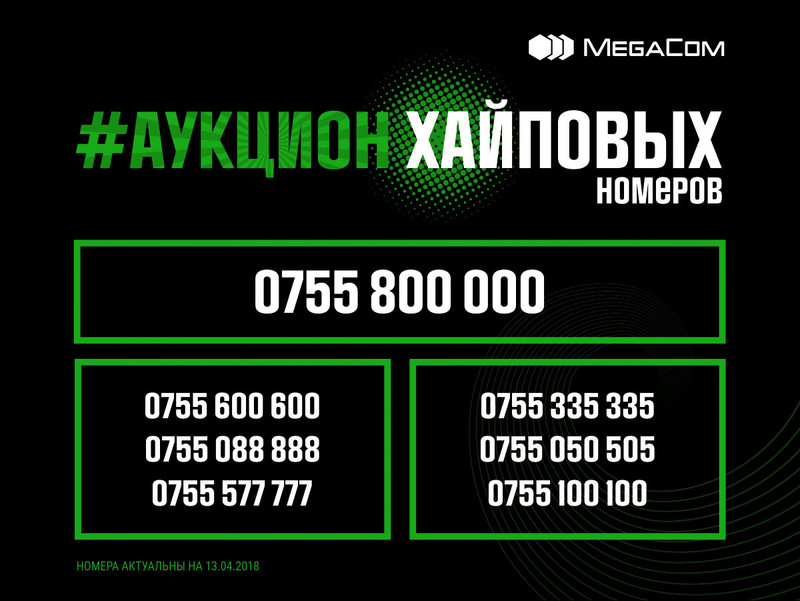 Онлайн-аукцион крутых номеров от MegaCom продолжается! &mdash; Tazabek